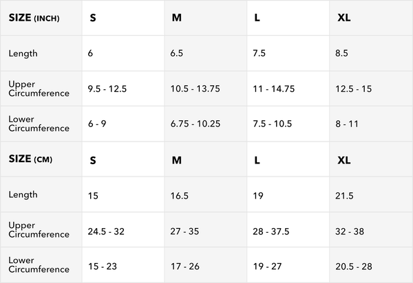 Calf Sleeve Size Chart