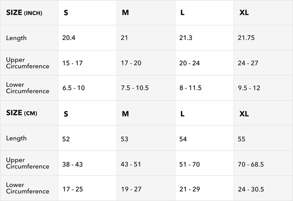 Knee Pad Size Chart