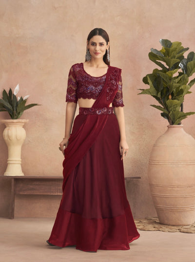 Trendy Wedding Wear Half lehnga - Half saree | south indian style half saree  half lehenga