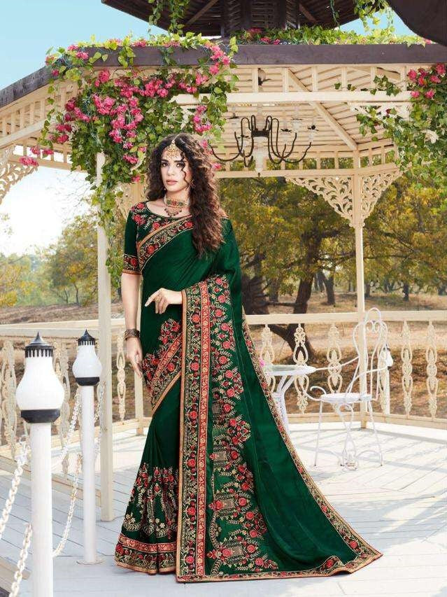 Green Colour Kalista Fashions Designer Saree