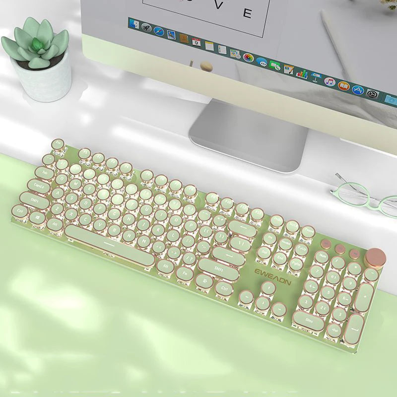 Retro Creamy Matcha Mechanical Keyboard - RGB Backlit