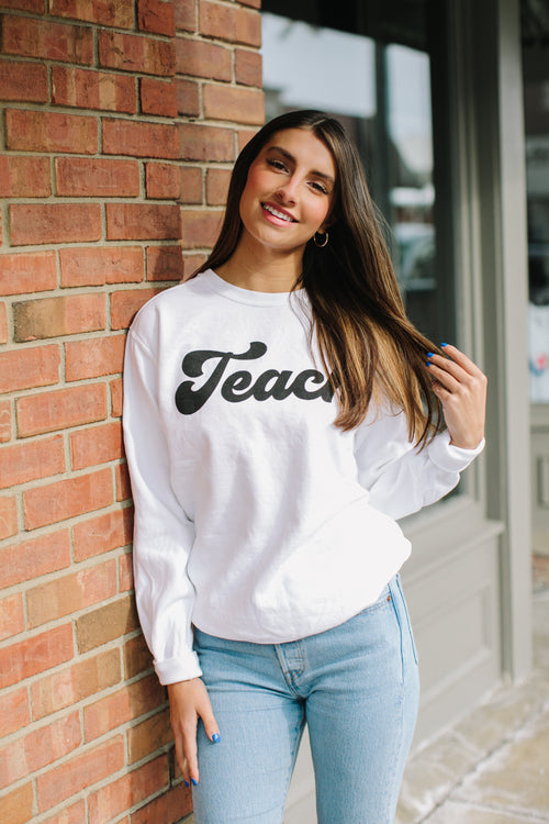 The one that Chad wore Schoolgirl Style - Teach Sweatshirt {BLACK} 