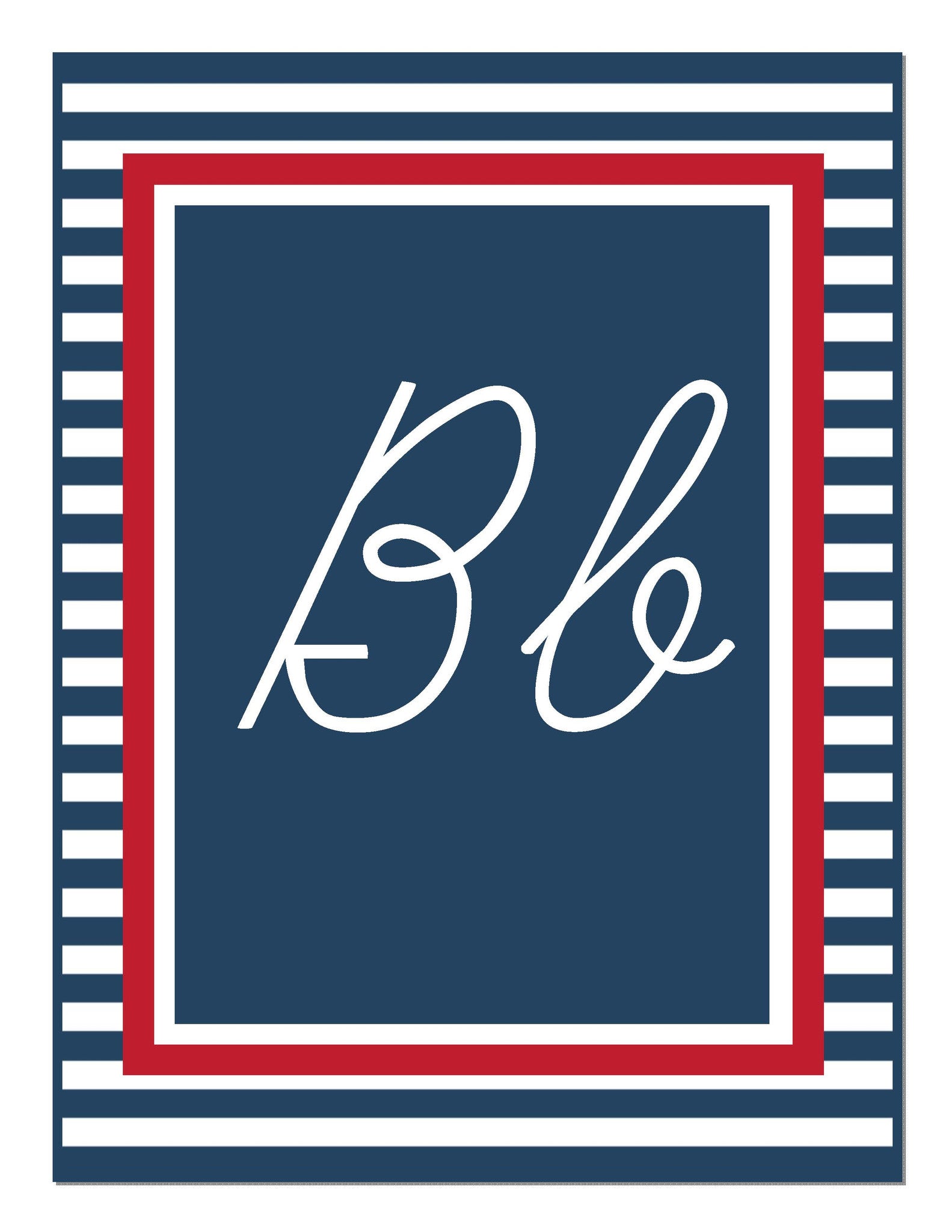 preppy nautical red and navy blue alphabet letters cursive uprint schoolgirl style