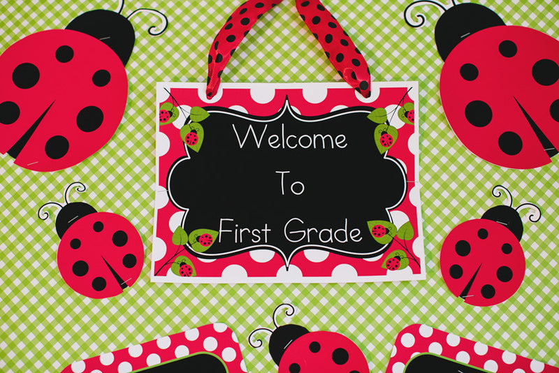 Lovely Ladybugs Welcome Sign Uprint Schoolgirl Style