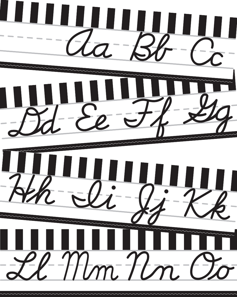 just teach black and white cursive dnealian alphabet