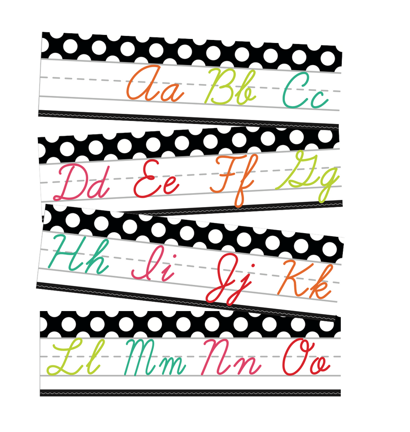 Schoolgirl Style Black White And Stylish Brights Alphabet Line Curs