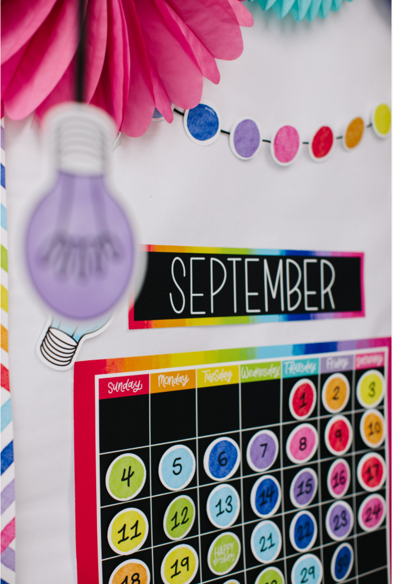 Schoolgirl Style Light Bulb Moments Calendar Bulletin Board Set