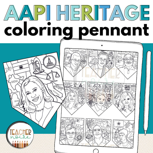 AAPI Heritage Month Coloring Pennants Schoolgirl Style