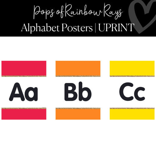 Rainbow Alphabet Posters with Pictures: ABC Classroom Decor