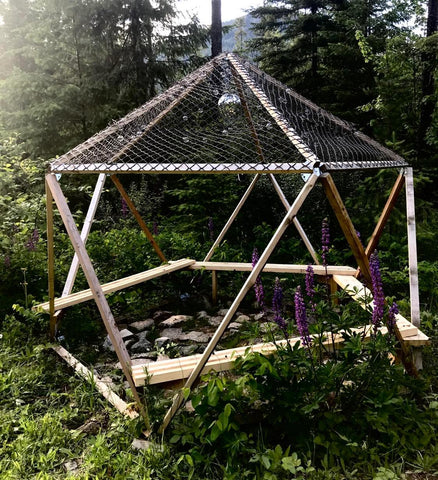 Magidome Geodesic Gazebo trellis. A diy geodesic dome for making nay garden magic