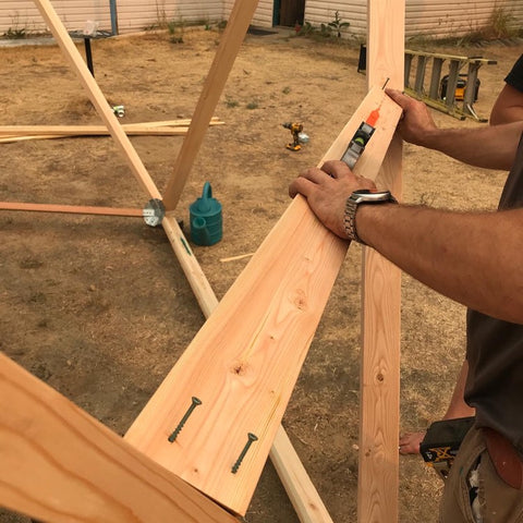 Adding a brace to a Magidome geodesic dome