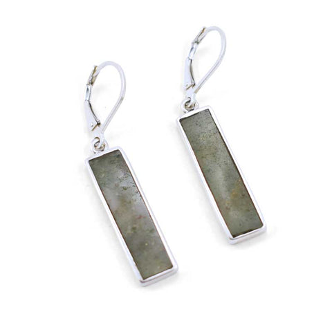 Long Rectangle Green Aventurine Drop Earrings