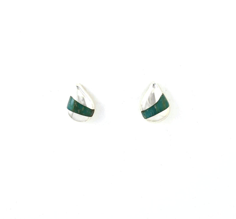 Front view of Foxtrot Post Earrings with Amazonite Gemstone Inlay