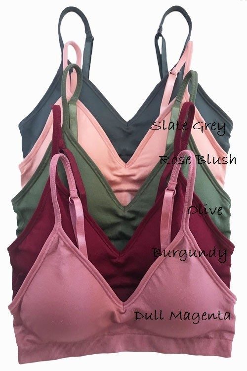 Anemone Women's Seamless V-Neck Padded Bralette with Adjustable