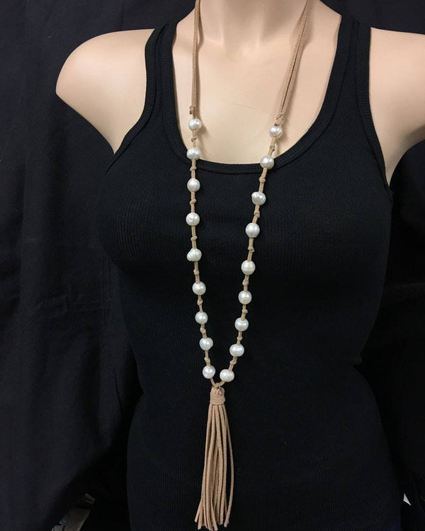 Single Freshwater Pearl Tassel Necklace Yellow Gold | Linton Jewelry