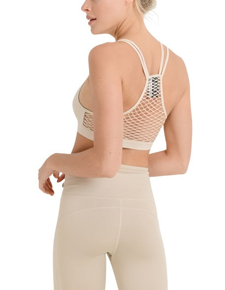 Mono B Split Front Overlay Adjustable Bra Top AT2824