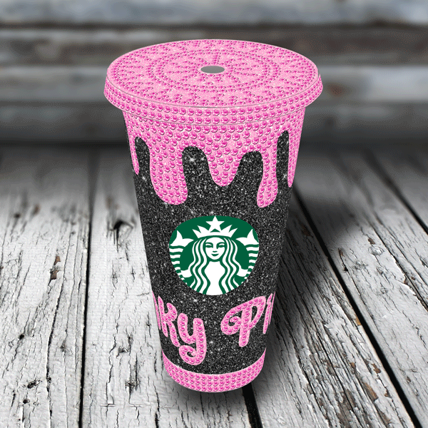 Pink Custom Swarovski Crystal Bling Bedazzle Starbucks Tumbler