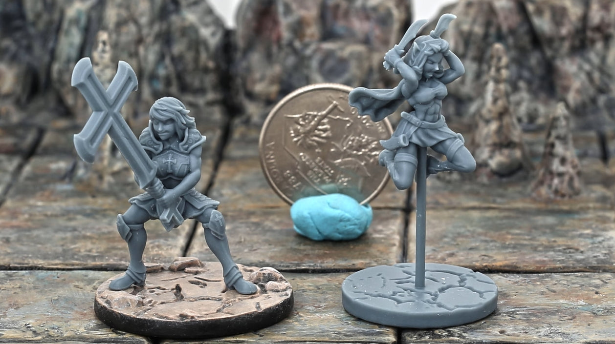 The cleric and rogue 3D models printed on Sonic Mighty 8K