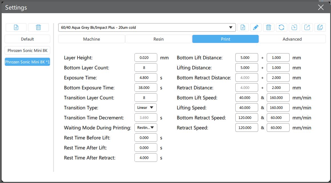 Luther Caudle's parameter settings