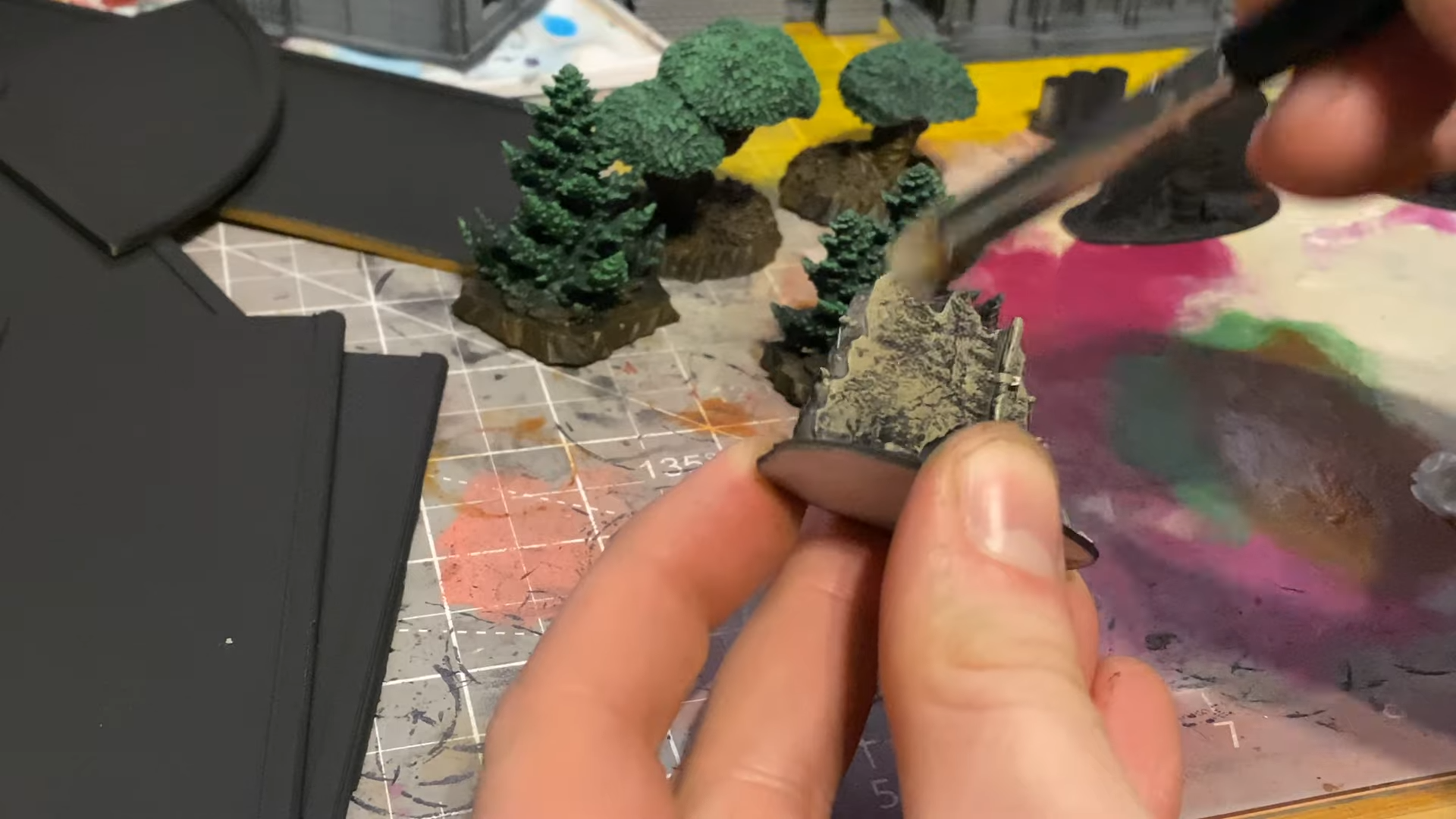 Painting trees, rocks, and terrains