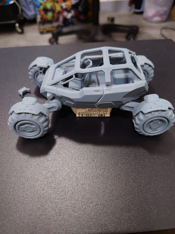 A 3D printed model of a sci-fi car