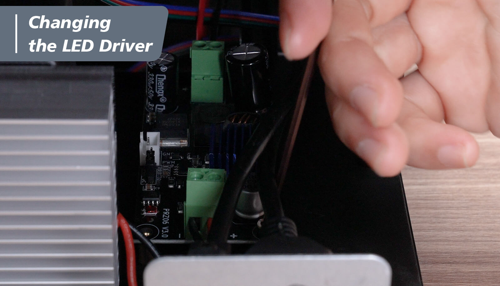 Secure the LED driver back to the Phrozen printer