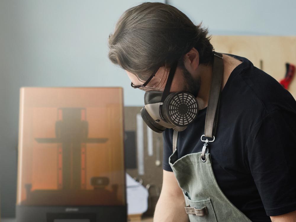 Wearing Respiratory Mask for 3D Printing Protection