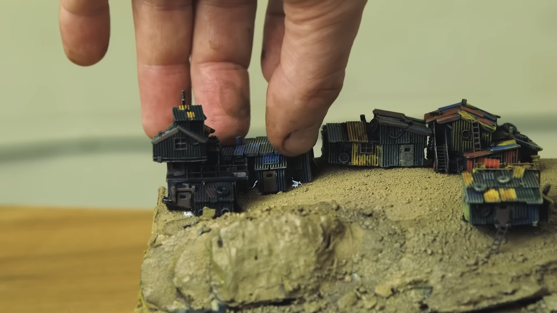 Attaching 3D printed building models into the diorama