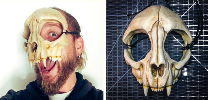 3D printed cat skull mask for halloween
