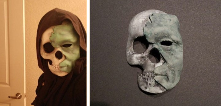 a 3D printed decaying mask for halloween.