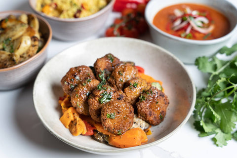 Pumpkin Falafel with Middle Eastern Roast Vegetables