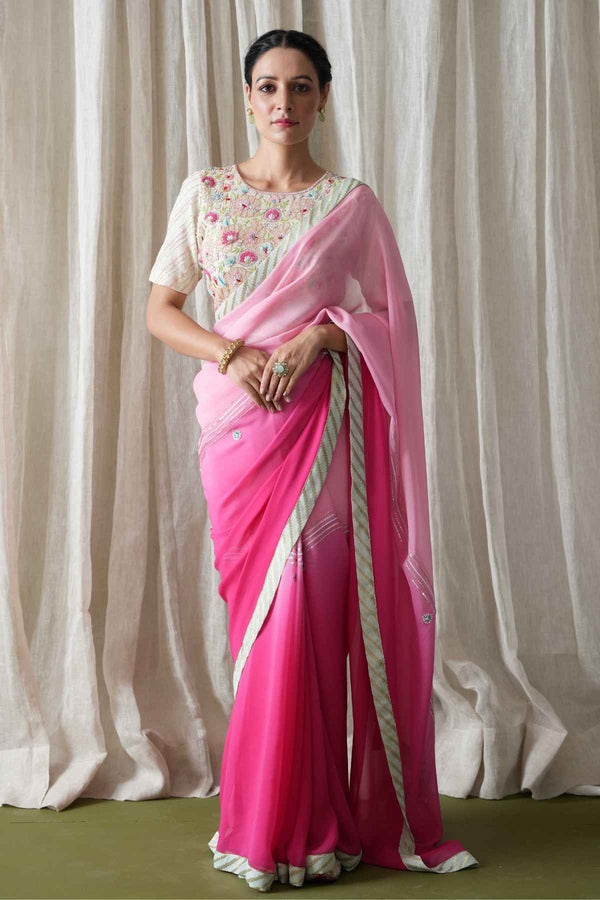 Dual Shade Soft Chiffon Silk Saree