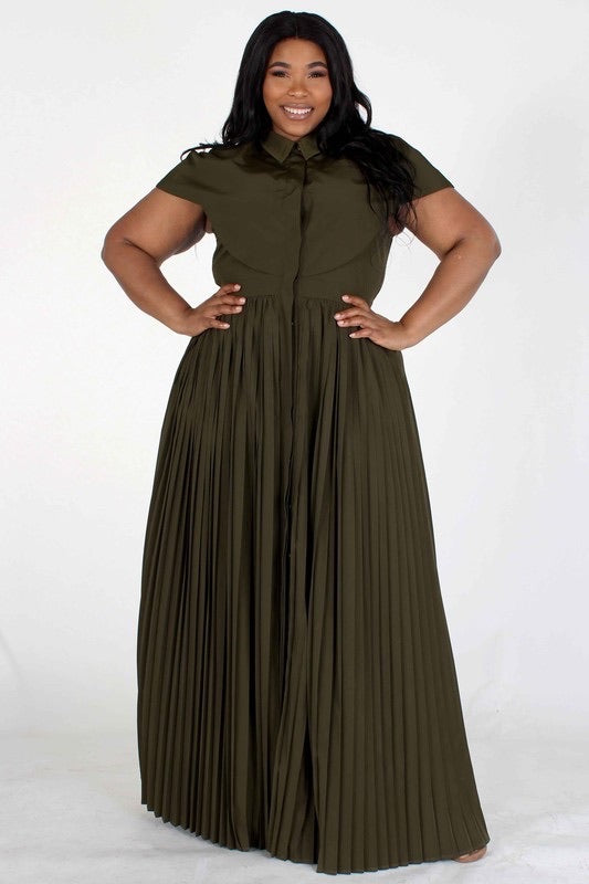 olive maxi dress with sleeves