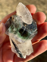 Load image into Gallery viewer, Schorl Included Quartz on Fluorite

