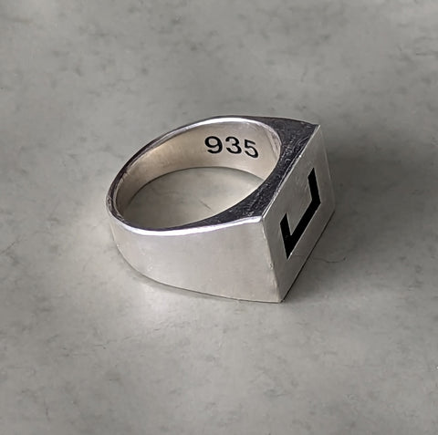 935 Silver Ring with 935 oxidizied on the inside in bold lettering