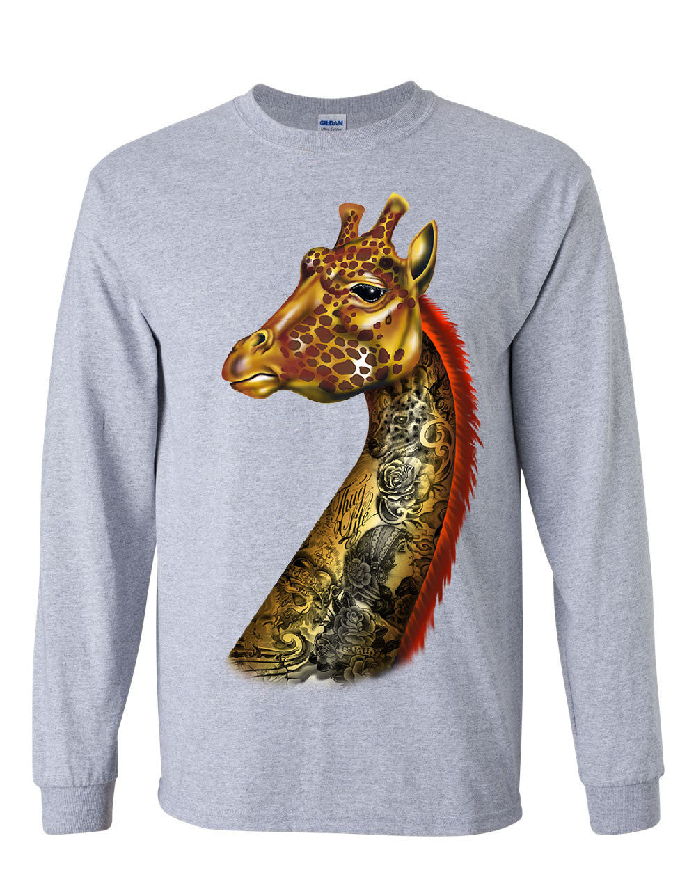 Tattoed Giraffe Long Sleeve T-Shirt Tattoo Gangsta | eBay