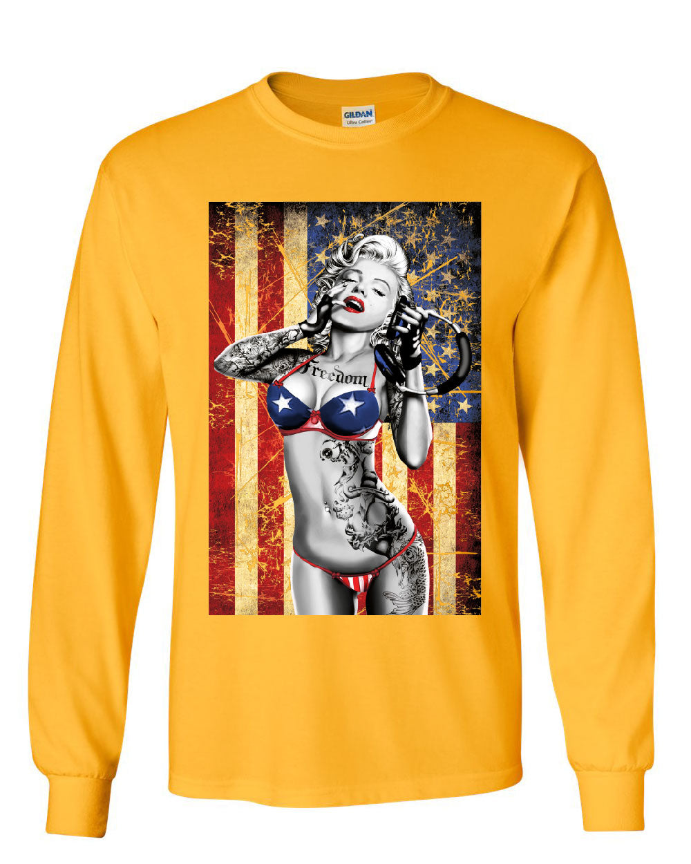  Marilyn Monroe US Flag T-Shirt Freedom Sexy Girl