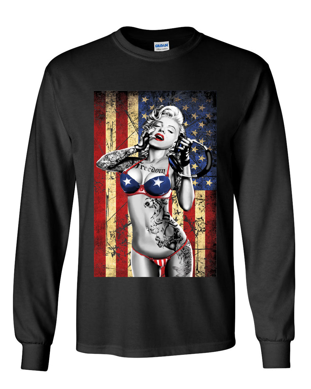  Marilyn Monroe US Flag T-Shirt Freedom Sexy Girl