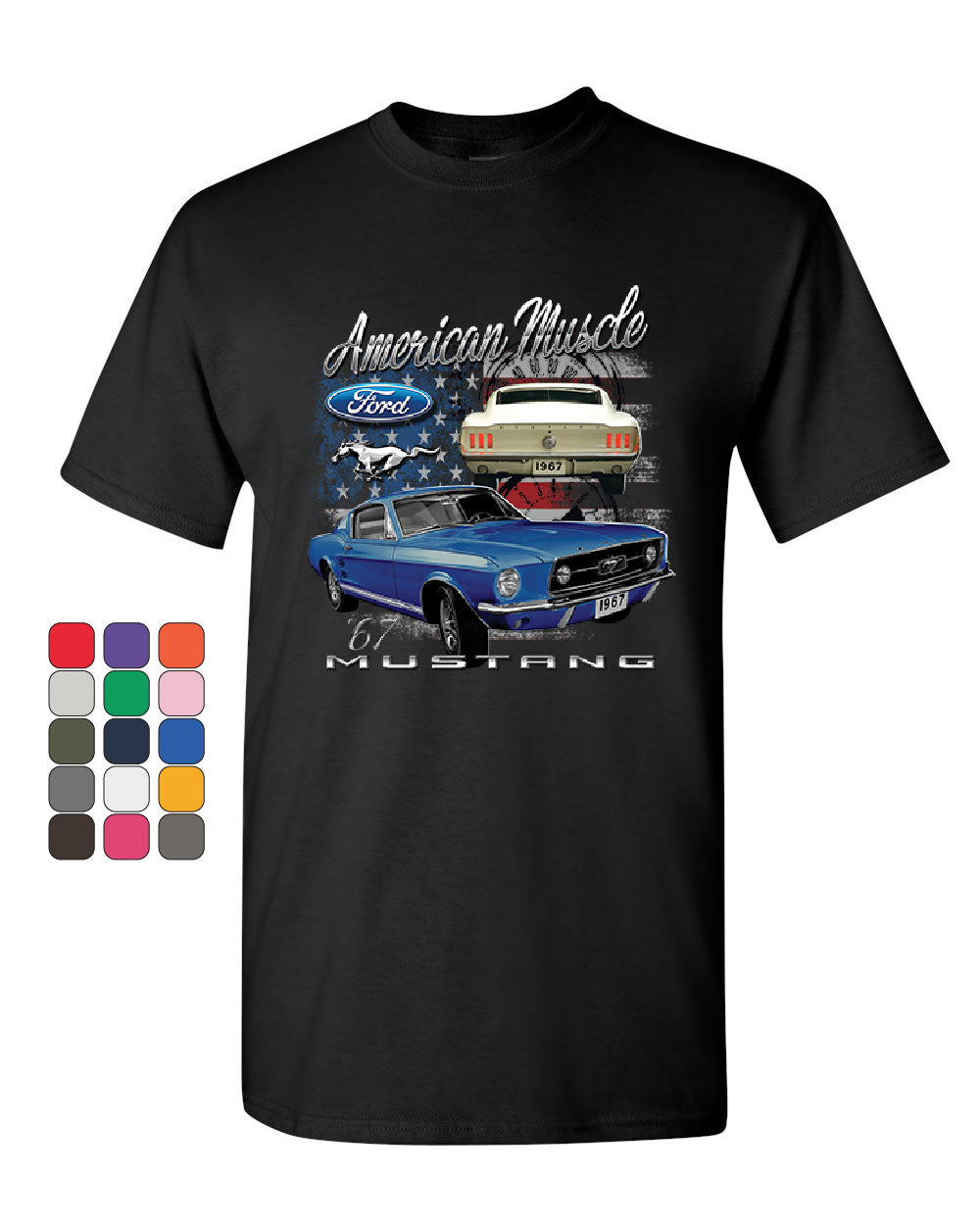 Ford Mustang Shelby 1967 GT T-Shirt American Made Muscle Cars Mens Tee ...