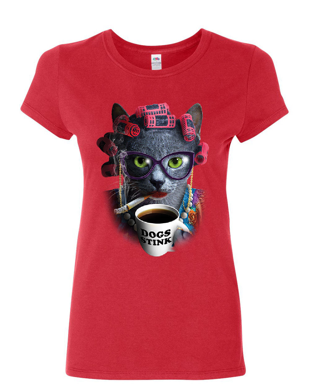 Crazy Old Cat Lady Women's T-Shirt Dogs Stink Funny Kitten Cat Lover ...