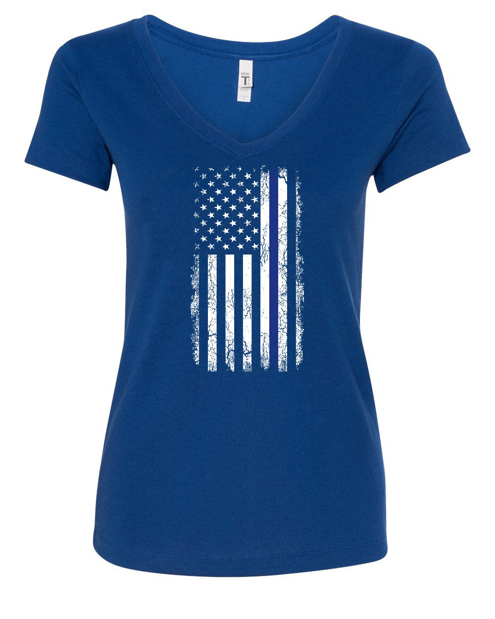 Thin Blue Line American Flag Women's V-Neck T-Shirt Stars and Stripes ...