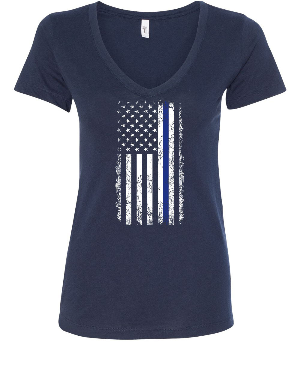 Thin Blue Line American Flag Women's V-Neck T-Shirt Stars and Stripes ...