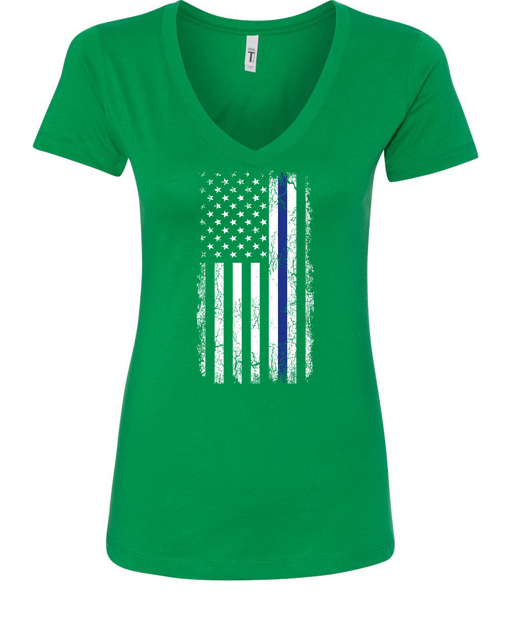Thin Blue Line American Flag Women's V-Neck T-Shirt Stars and Stripes ...