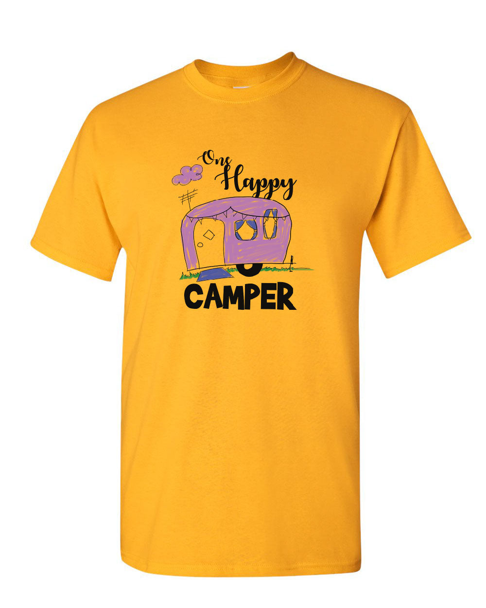 One Happy Camper T-Shirt RV Trailer Camping Nature Wilderness Mens Tee ...