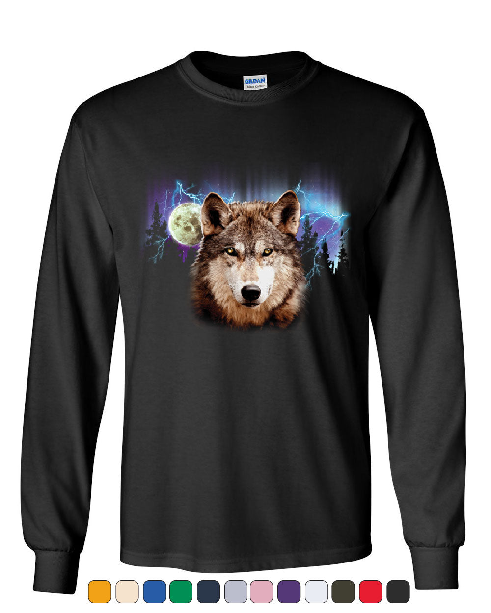Lone Wolf Into the Wild Long Sleeve T-Shirt Wilderness Wild Wolf Pack ...