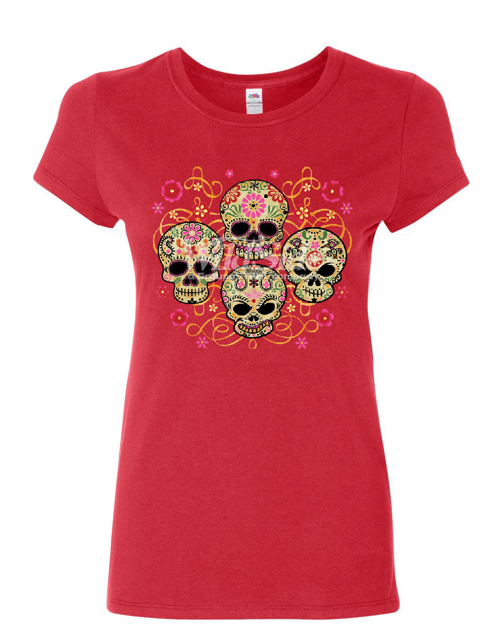 4 Cute Sugar Skulls Women's T-Shirt Calaveras Dia de los Muertos Mexico ...