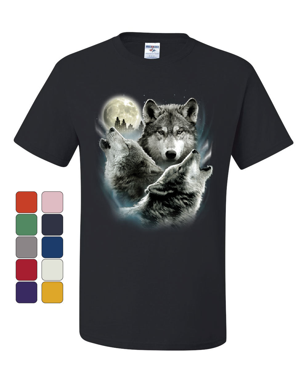 Howling Wolf Pack T-Shirt Wild Wilderness Animals Nature Moon Tee Shirt ...