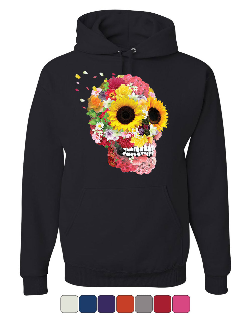 Sunflowers Sugar Skull Hoodie Day of the Dead Calavera Mexico ...