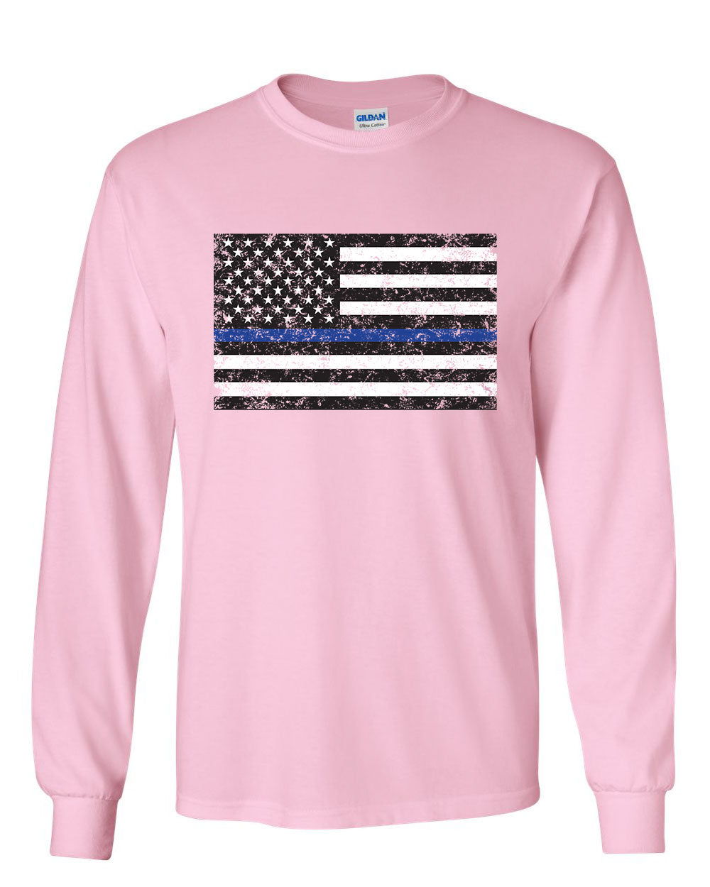 American Flag Thin Blue Line Long Sleeve T Shirt Police Usa Law