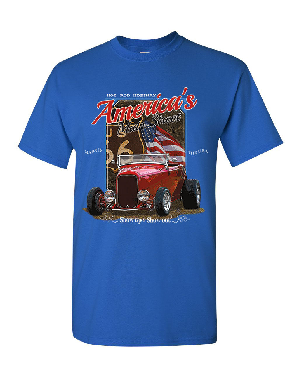 Hot Rod Highway Route 66 T-Shirt America's Main Street Vintage Mens Tee ...